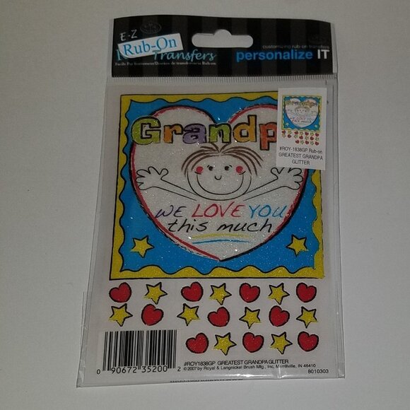 Grandpa We Love You This Much Craft Glitter Personalize It EZ Rub-On Transfers - Picture 1 of 6